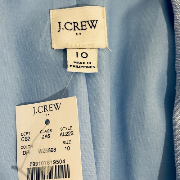 New J.Crew Linen Cotton Blazer Womens 10 Light Blue Gold Buttons Fully Lined NWT - Picture 2 of 11